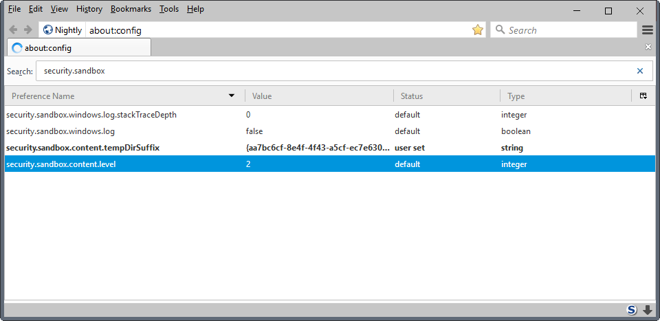 firefox content sandbox level