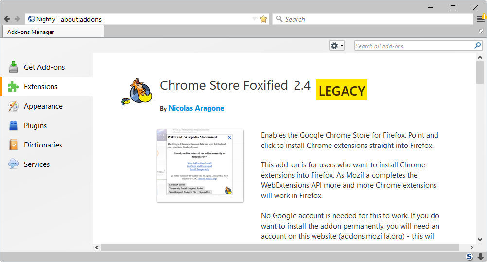 firefox legacy addon