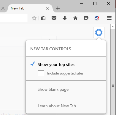 firefox new tab controls