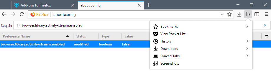 firefox recent highlights