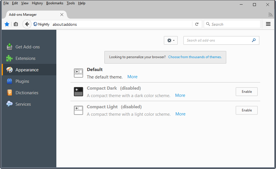 firefox standard