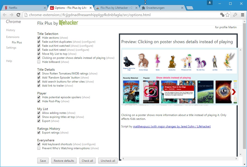 flix plus netflix chrome