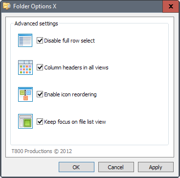 folder options x