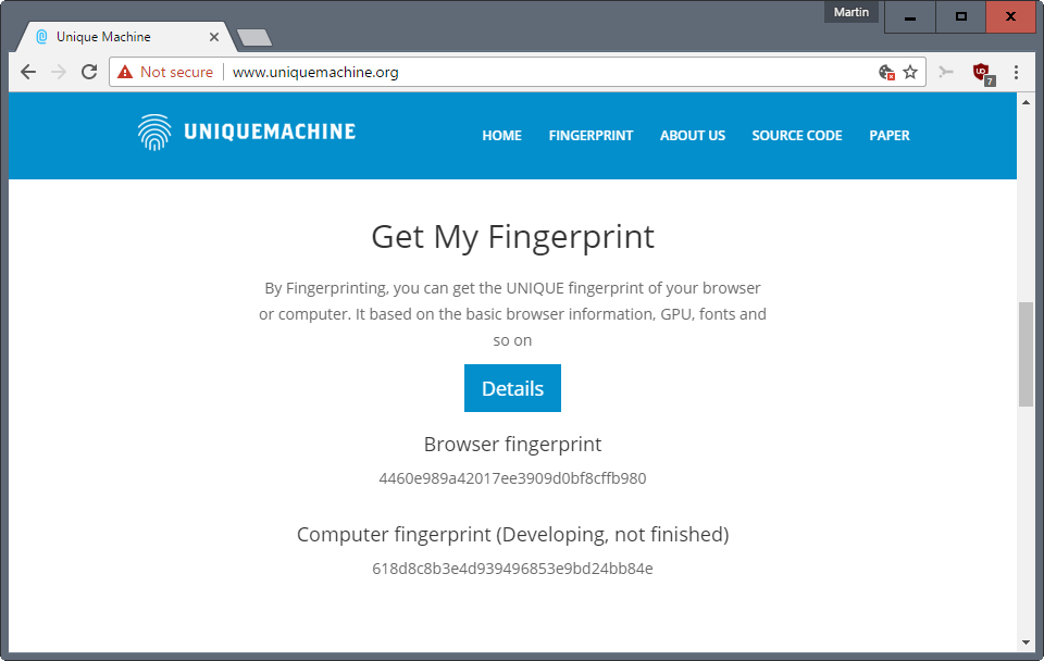 get fingerprint