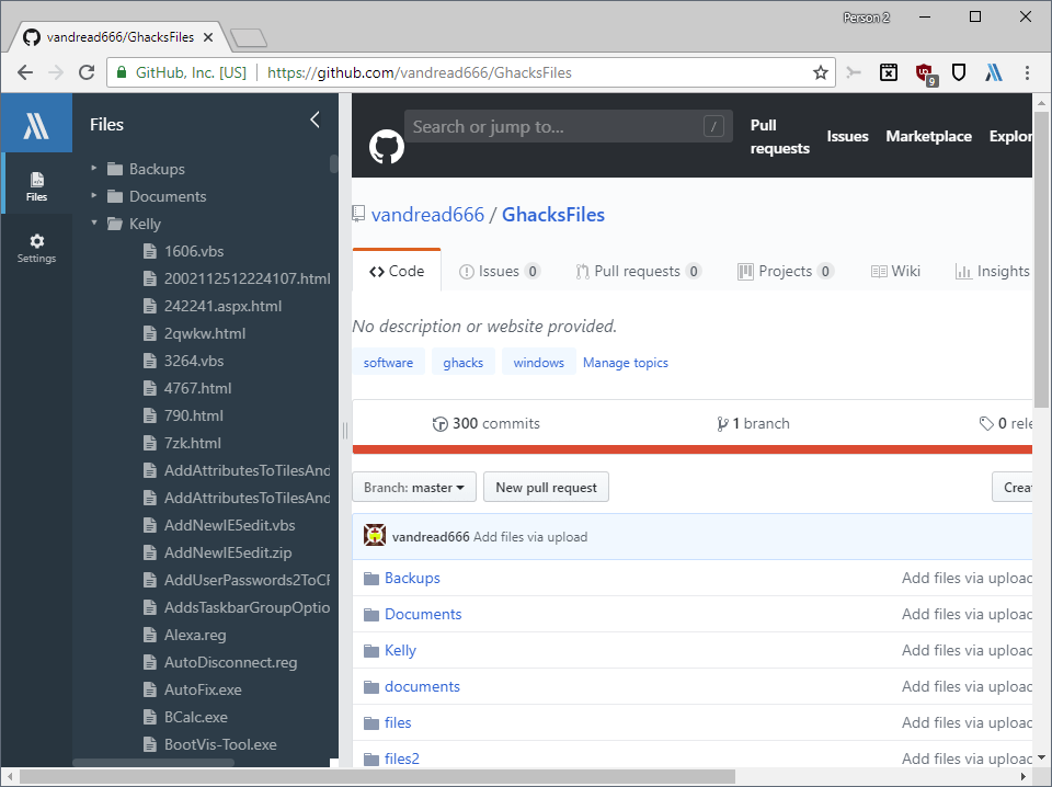 github browse tree directory files