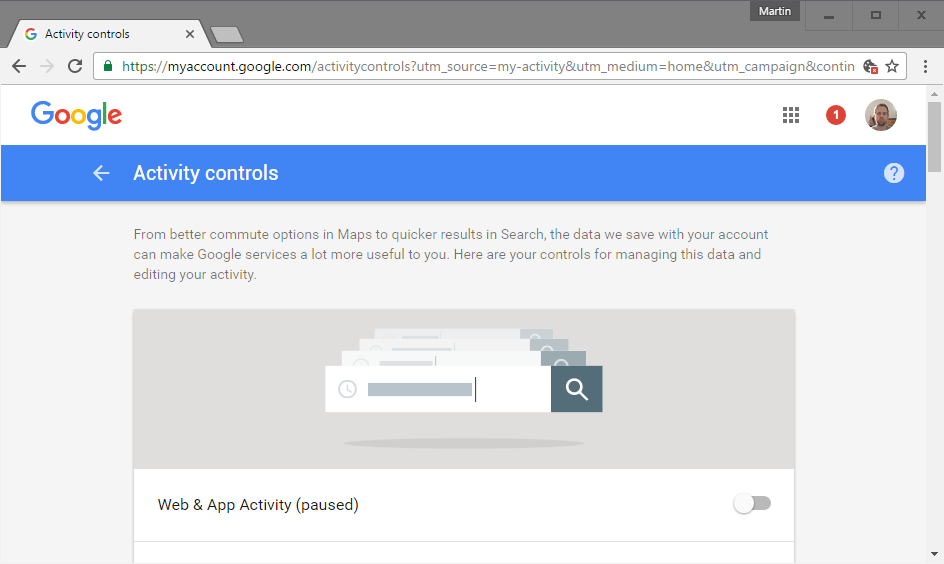 google activity controls