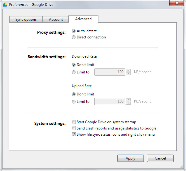 google drive bandwidth limiter
