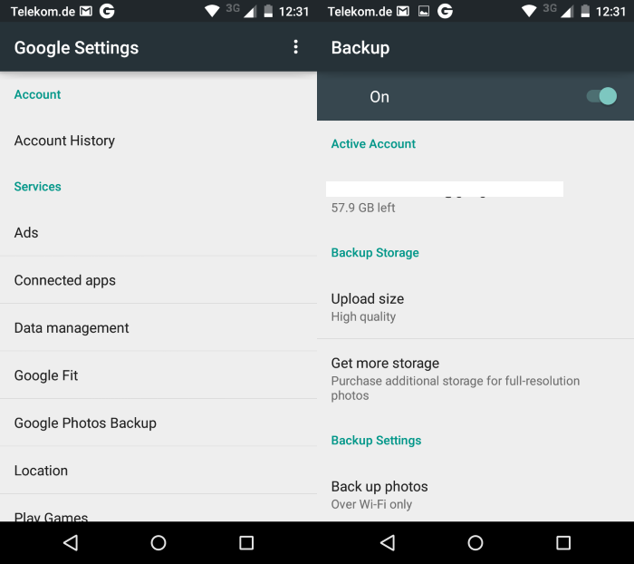 google photos backup