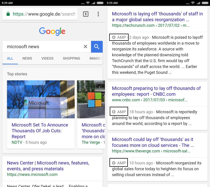 google search amp