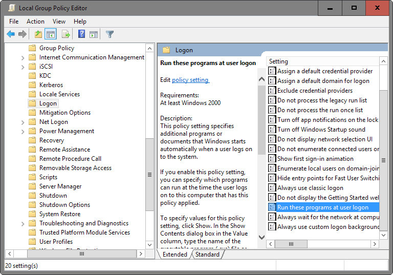group policy startup