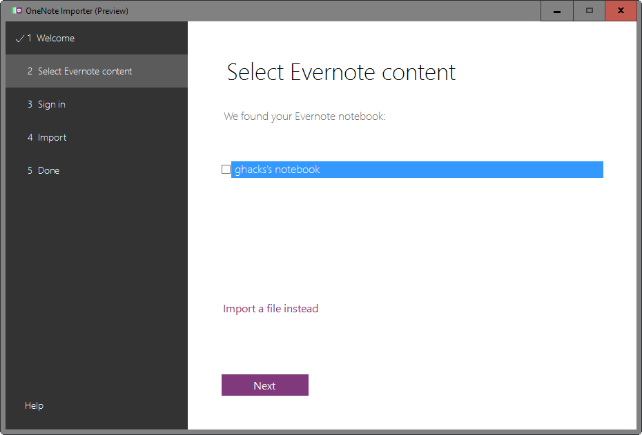 import evernote to onenote