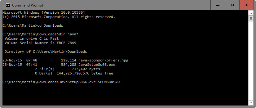 java install command line