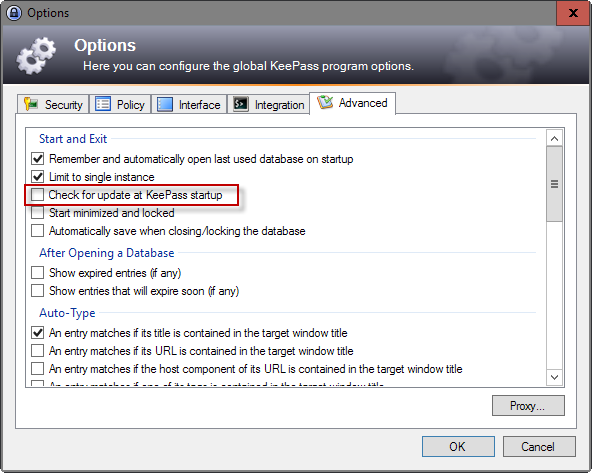 KeePass 2 update checks