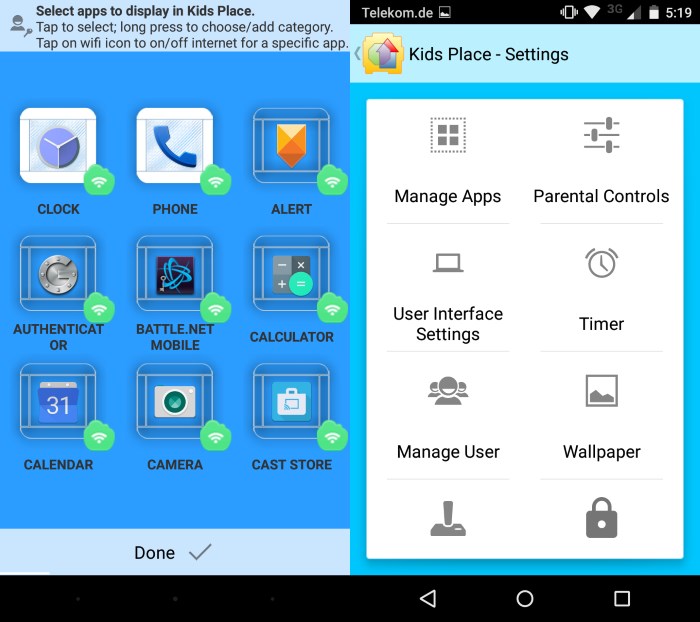 kids place parental controls android