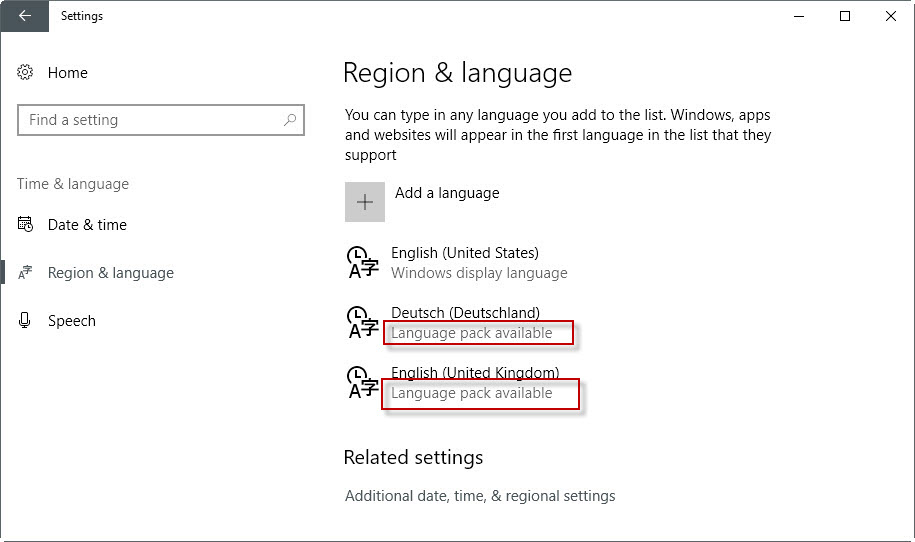 language pack available