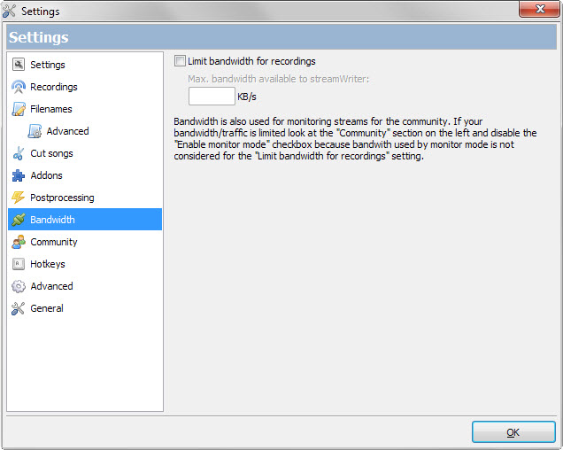 limit bandwidth
