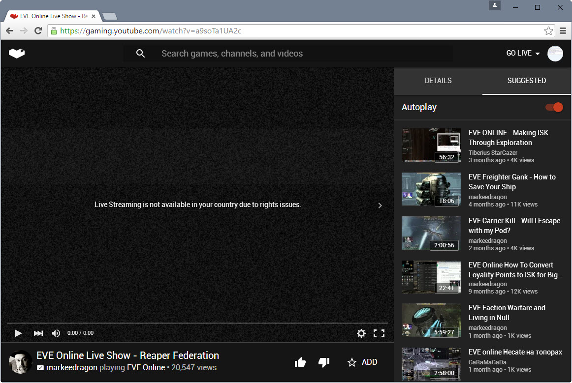 live streaming not available