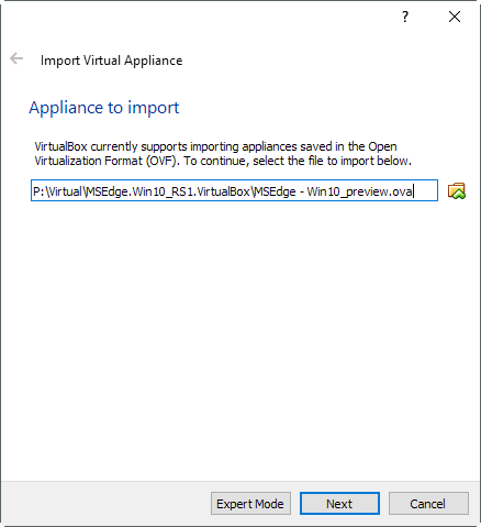 load microsoft edge vm image