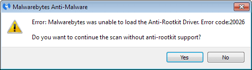 malwarebytes anti malware rootkit driver error