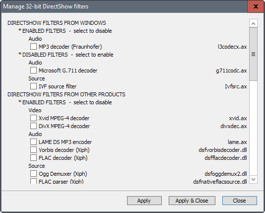 manage codecs windows