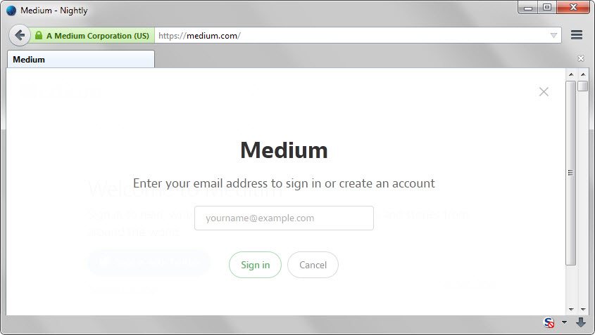 medium sign-in