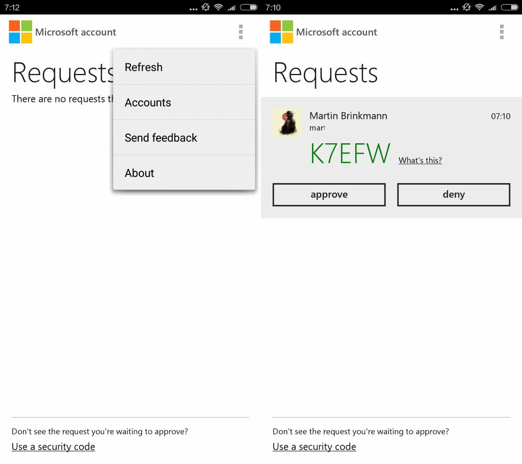 microsoft account android