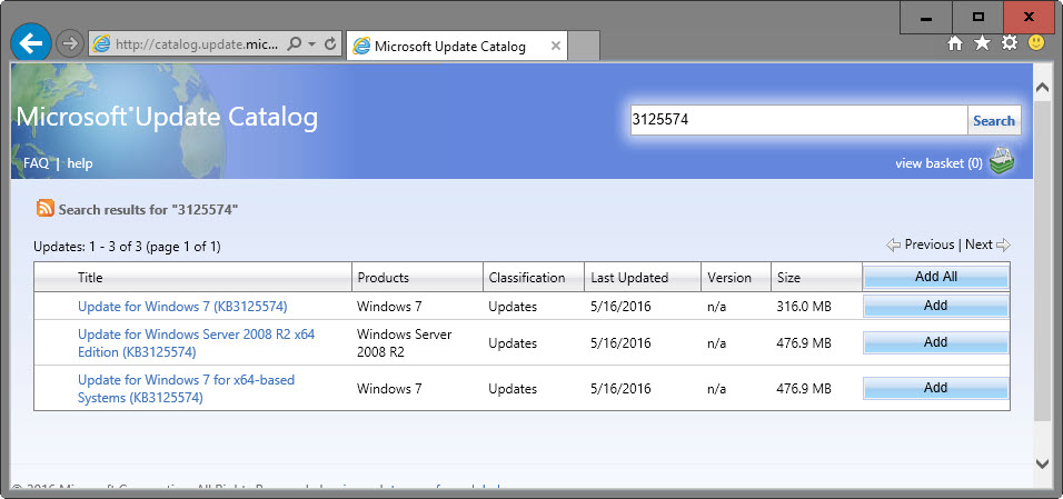microsoft convenience rollup package