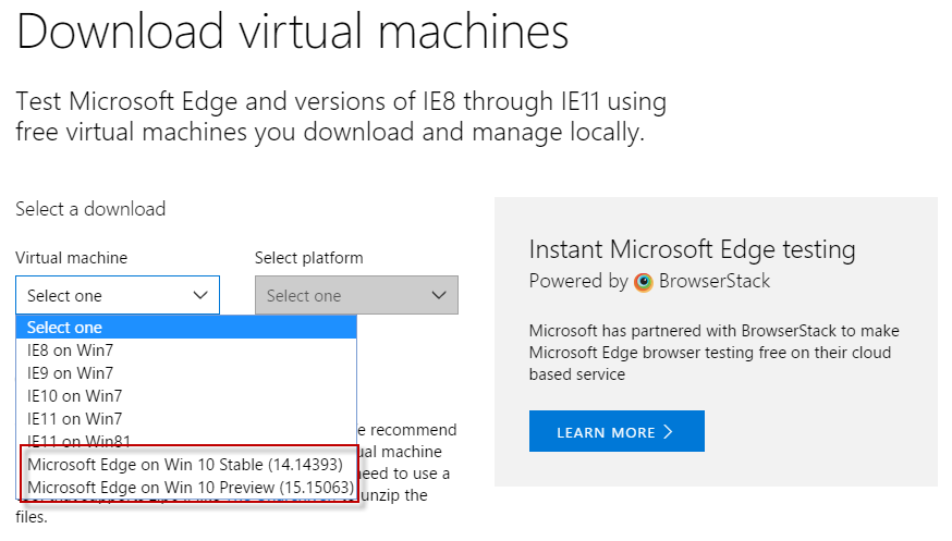 microsoft edge virtual machine