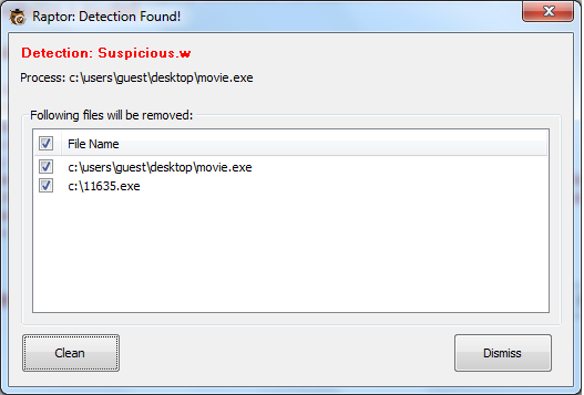 ms raptor detection found