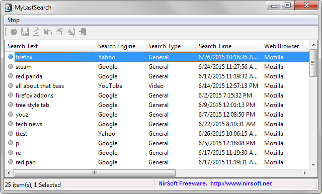 my last search