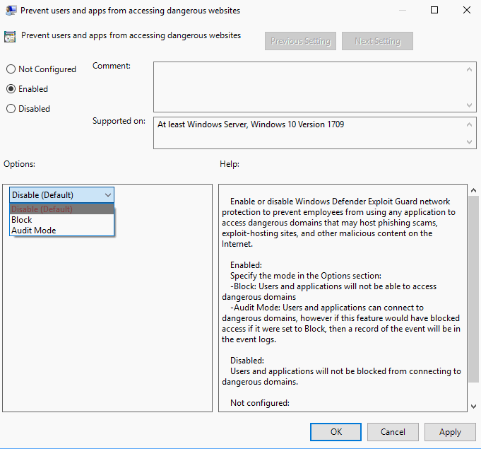 network protection group policy