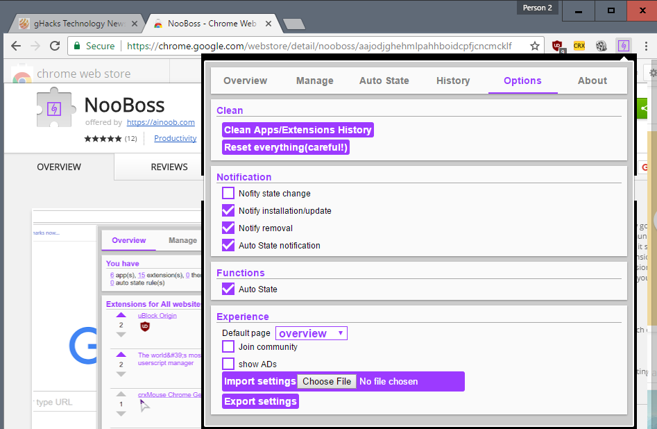 nooboss options