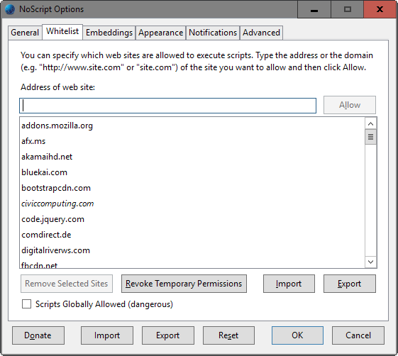 noscript whitelist
