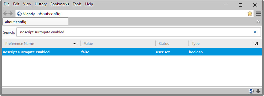 noscript surrogates turn off