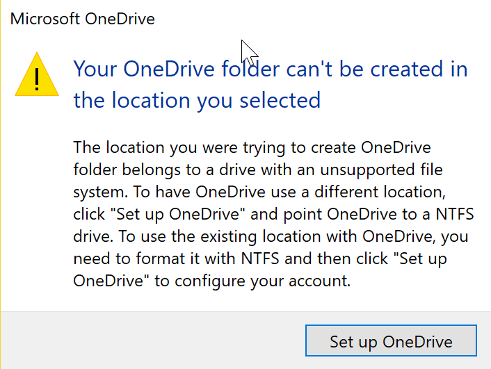 onedrive no ntfs