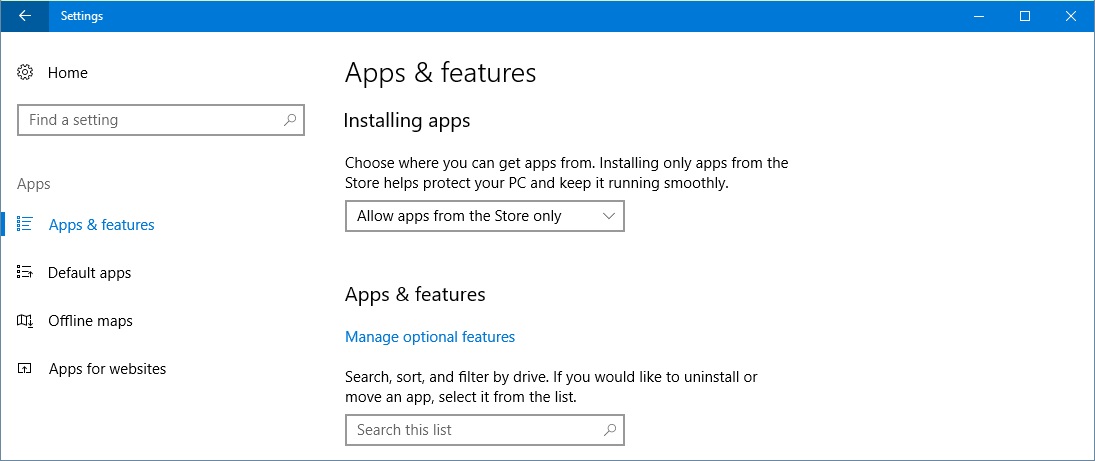 only allow apps store