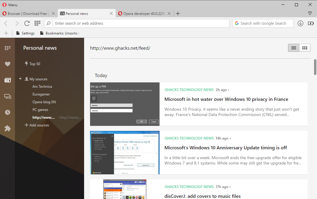 opera 40 rss