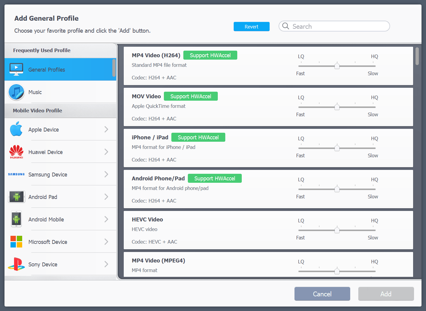output formats