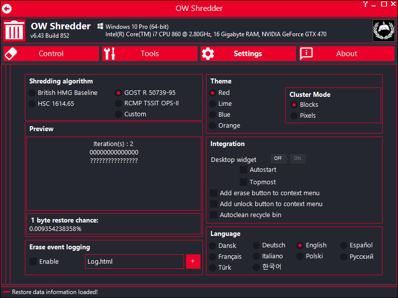 ow shredder algorithm