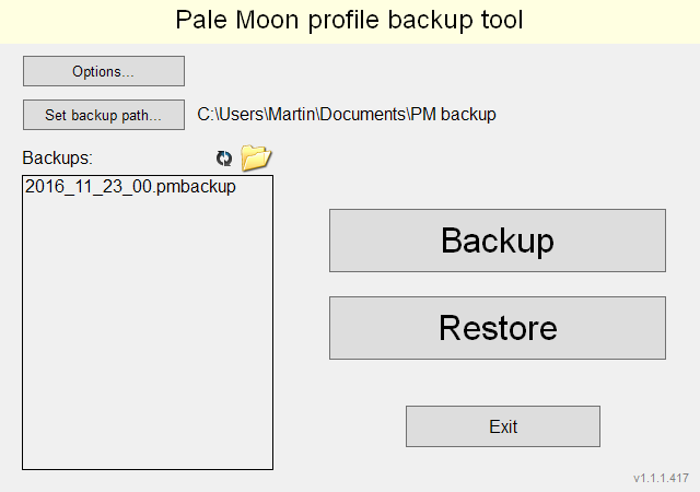 pale moon profile backup tool