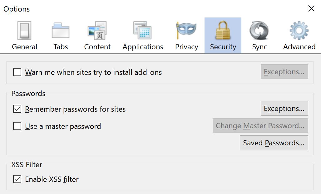 pale moon xss filter