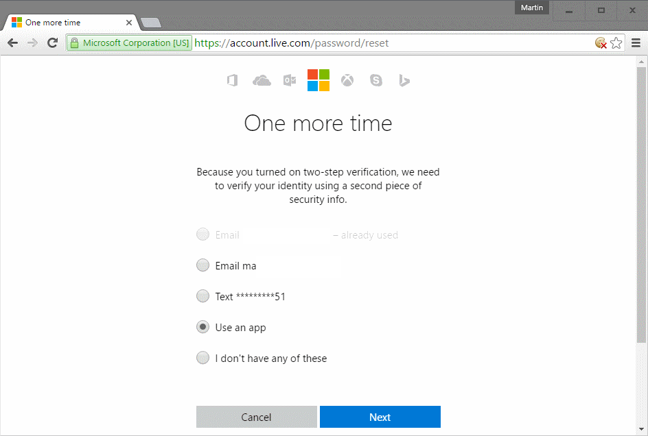password reset one more time