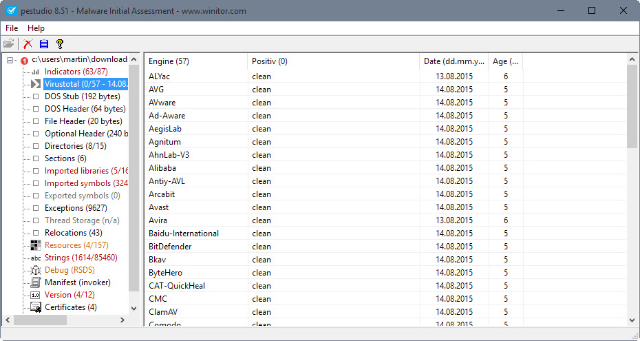 pestudio 8.5.1 virustotal