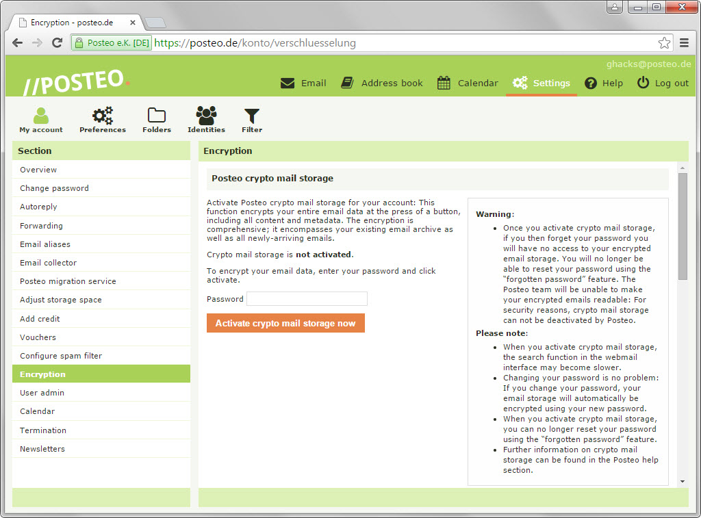 posteo encryption