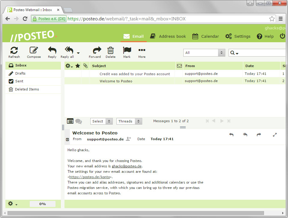 posteo interface