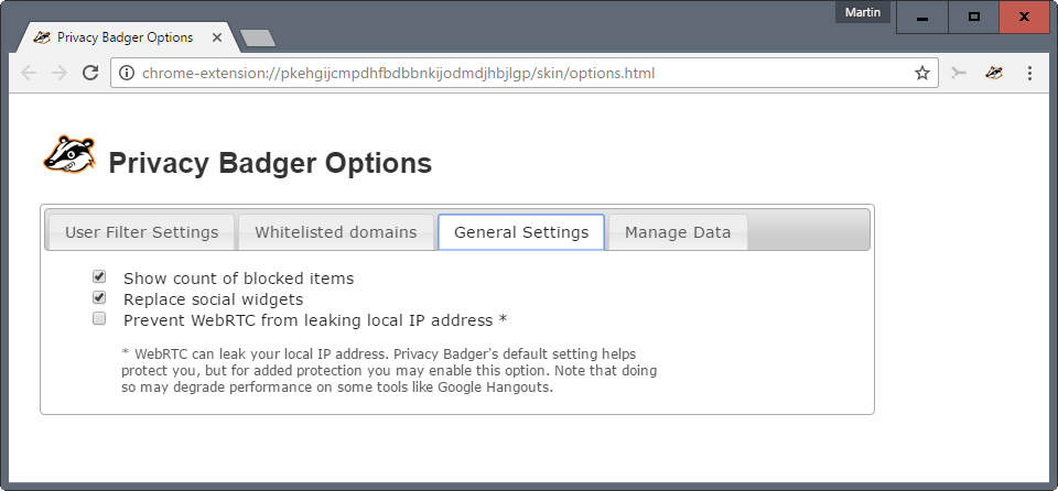 privacy badger 2 webrtc