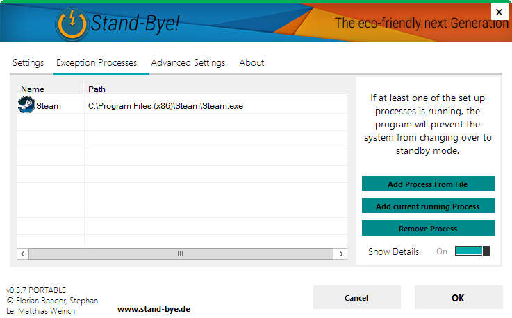 process exception standby