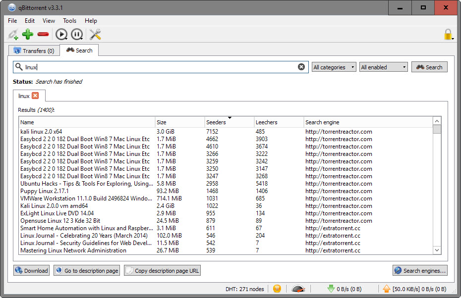 qbittorrent search result