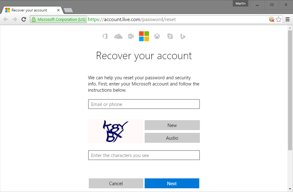 recover your account