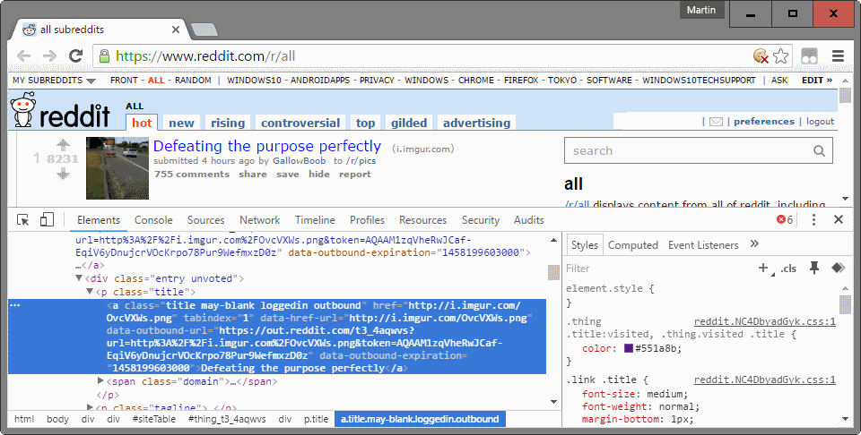 reddit outbound links tracking